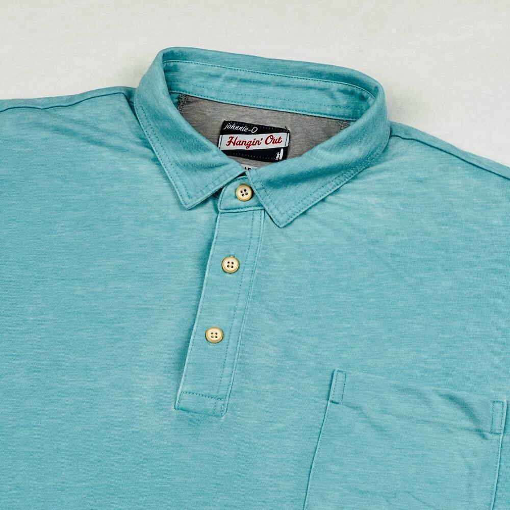 johnnie-O Men’s XL Blue Aqua Venice Burn-Out Wash Golf Beach Prep Polo Shirt